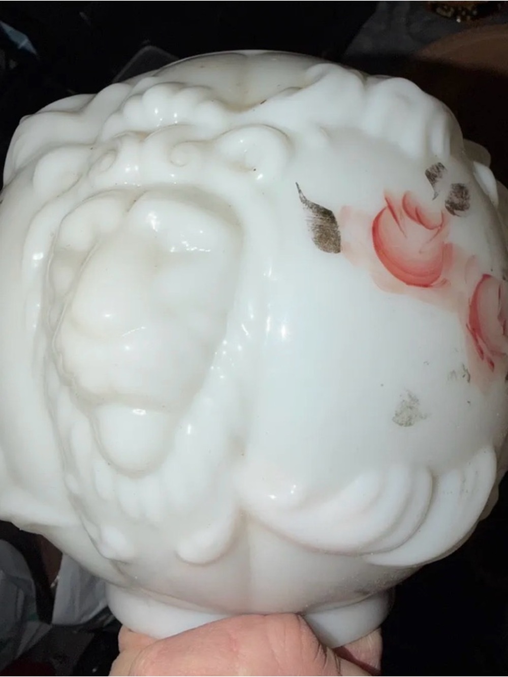White Milk Glass Floral Decorative Vase - gone with the wind